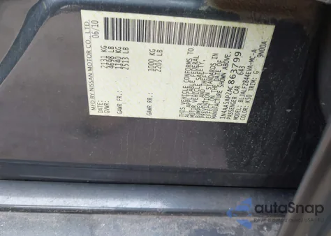 2010 Nissan Maxima 3.5 Sv from USA, damaged, VIN 1N4AA5AP2AC863799